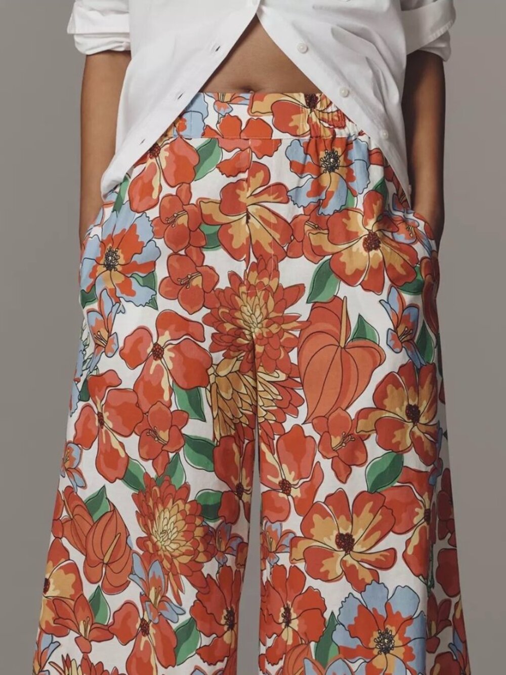 FARM Rio Anthropologie Linen Viscose Wide Leg Floral Pants - Picture 3 of 7